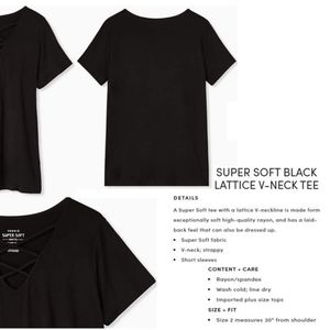 TORRID SUPER SOFT BLACK LATTICE V-NECK TEE